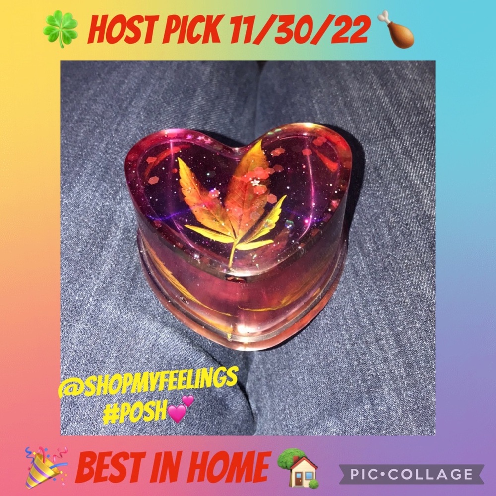 Epoxy resin heart trinket box with my favorite leaves 🍁 and ✨